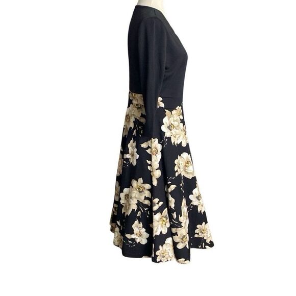 Rephyllis Women’s 1/2 Sleeve Keyhole Floral Midi Dress Black Neutral Size L - Picture 4 of 9